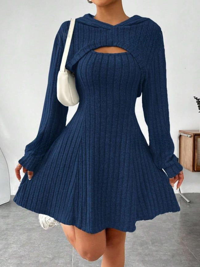 Robe pull-over côtelée avec découpe pour femmes