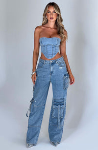 Pantalon cargo en denim de haute qualité pour femmes - pantalon décontracté élégant et confortable pour un usage quotidien