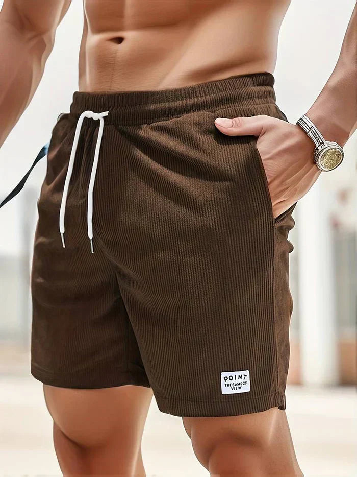 Shorts décontractés pour hommes avec taille élastique, cordon ajustable et tissu texturé