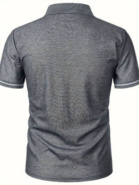 Polo slim à manches courtes pour hommes avec fermeture à glissière contrastée à la mode