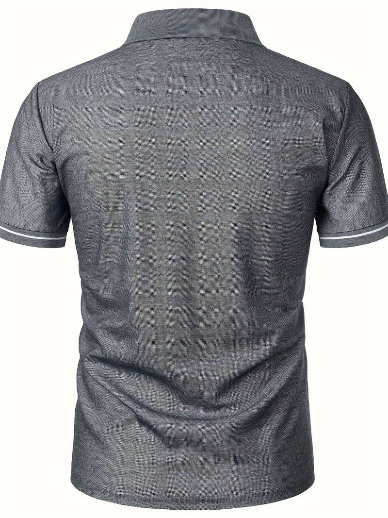 Polo slim à manches courtes pour hommes avec fermeture à glissière contrastée à la mode