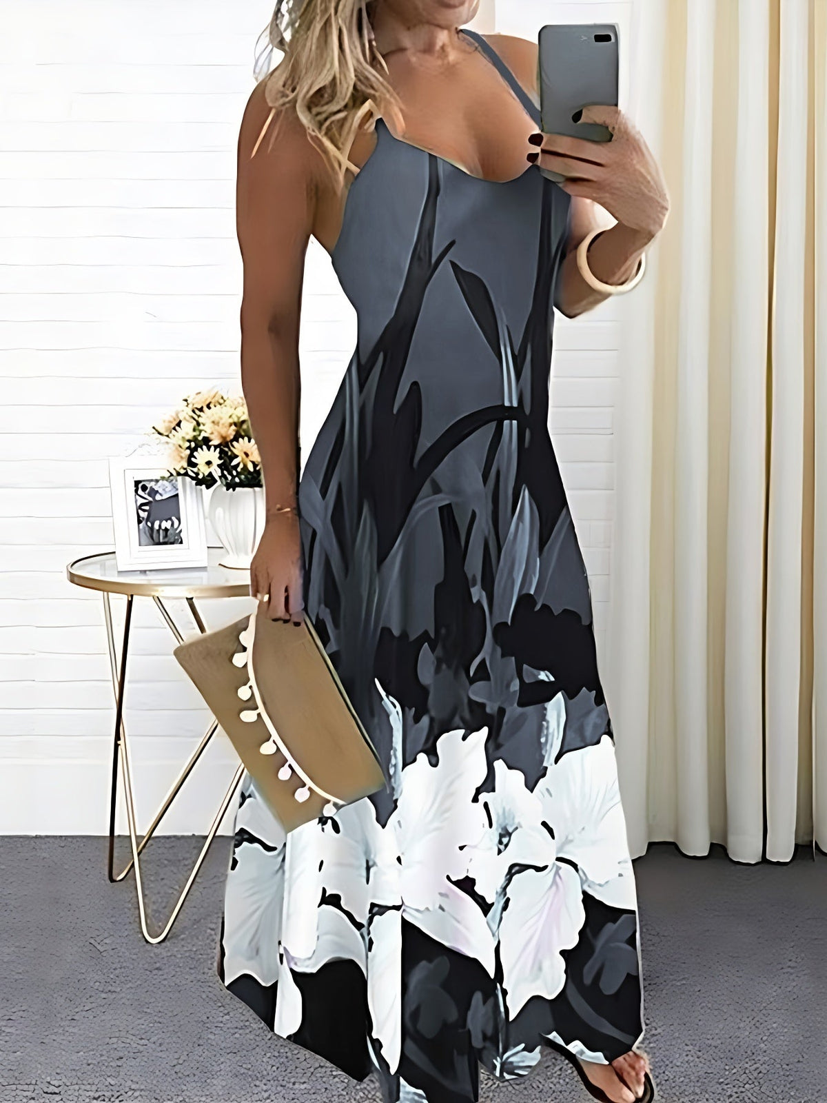 Robe à fines bretelles florale pour femmes - Parfaite pour toutes les saisons