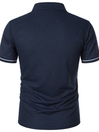 Polo slim à manches courtes pour hommes avec fermeture à glissière contrastée à la mode