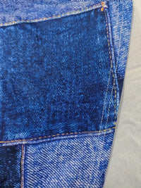 Robe moulante pour femmes en denim patchwork, longueur mi-cul, col en V à manches courtes