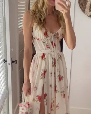 Robe longue midi élégante en dentelle florale pour femmes, parfaite pour les soirées raffinées