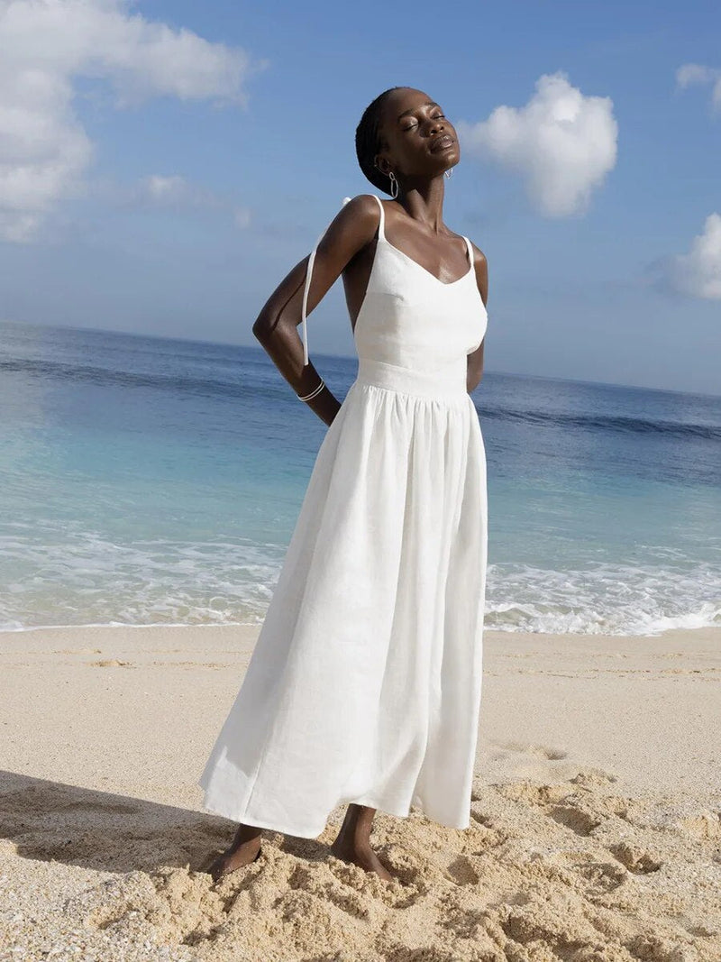 Elégante robe de plage en lin vintage - Kira pour un look d'été élégant