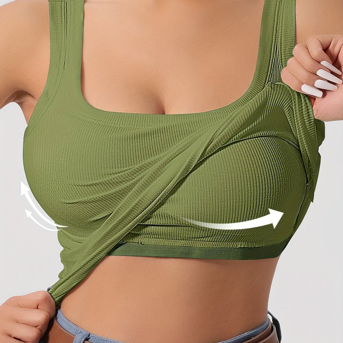 Débardeur côtelé avec doublure amovible pour dames - Top sans manches élégant et confortable