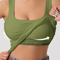 Débardeur côtelé avec doublure amovible pour dames - Top sans manches élégant et confortable