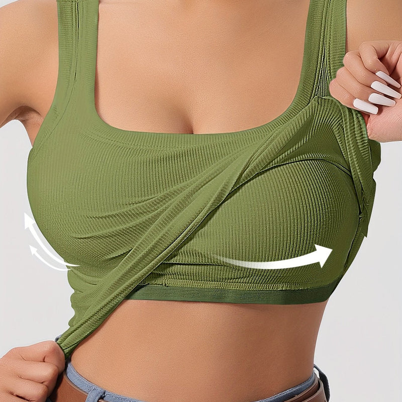 Débardeur côtelé avec doublure amovible pour dames - Top sans manches élégant et confortable