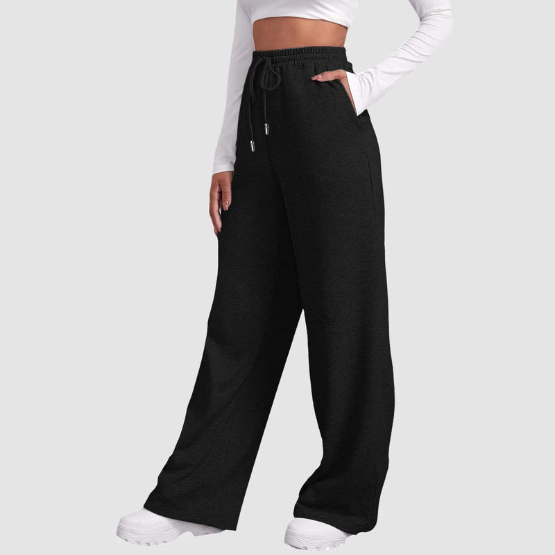 Pantalon droit confortable à jambe large pour femmes, en mélange de coton doux, pour un plaisir ultime.