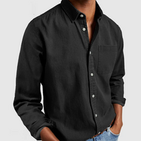 Camisa casual de manga larga para hombre con cuello con muesca