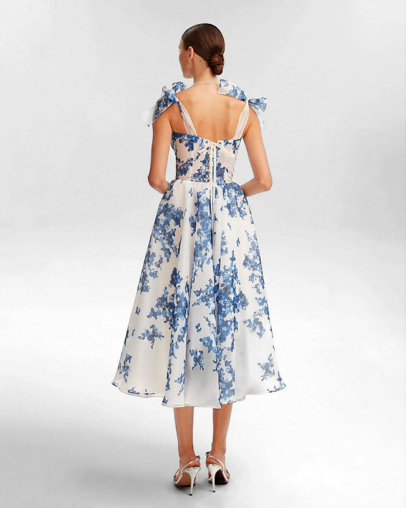 Robe midi chic et élégante en bleu pour femmes, parfaite pour toutes les occasions