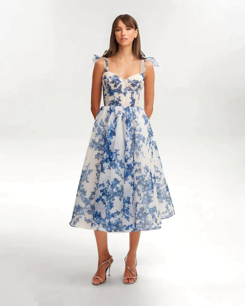 Robe midi chic et élégante en bleu pour femmes, parfaite pour toutes les occasions