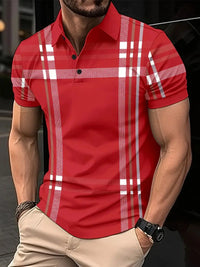 Polo à carreaux stylisé pour hommes - Slim Fit Short Sleeve Casual Classic