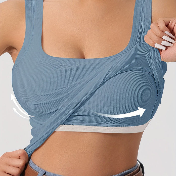 Débardeur côtelé avec doublure amovible pour dames - Top sans manches élégant et confortable