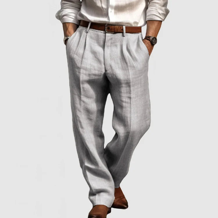 Pantalon de loisir élégant pour homme en coton et lin confortables - Adriano