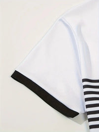 Camisa Polo Masculina - Ajuste Slim - Design Listrado - Manga Curta para Uso Casual