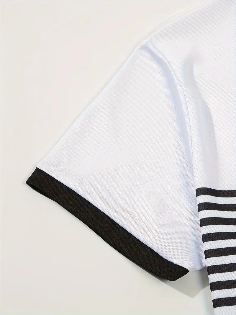 Camisa Polo Masculina - Ajuste Slim - Design Listrado - Manga Curta para Uso Casual