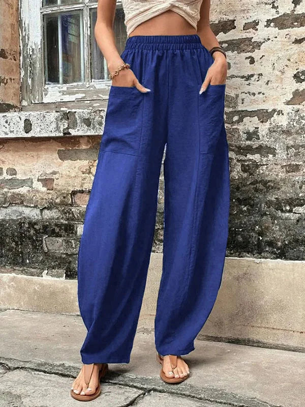 Pantalon élégant à taille haute pour femme - Coupe ample pour un look élégant