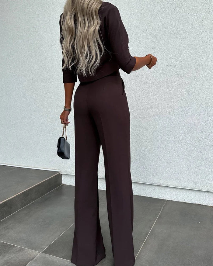 Ensemble élégant de 2 pièces pour femmes, composé d'un top et d'un pantalon, pour une tenue de bureau parfaite pour les femmes modernes