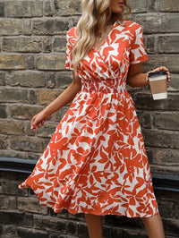 Robe Midi Élégante pour Femmes - Imprimé Floral avec Détails Smockées