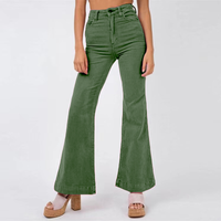 Élégant pantalon évasé en tissu pour femmes, avec taille haute et poches pratiques