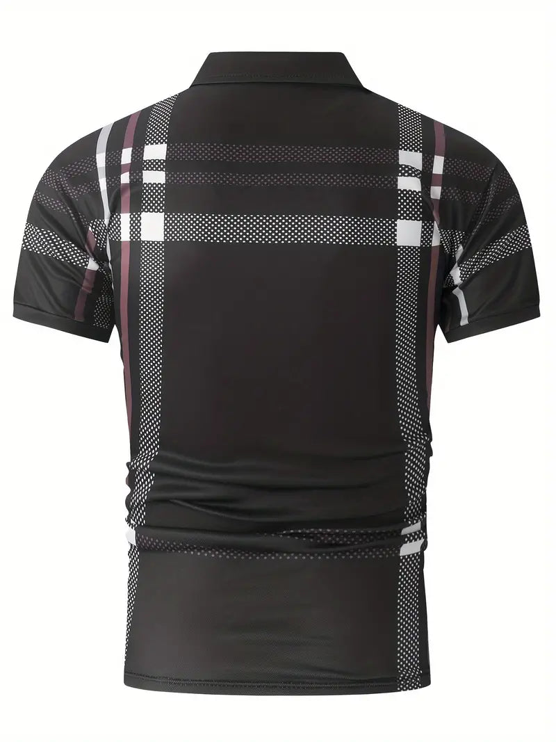 Polo à carreaux stylisé pour hommes - Slim Fit Short Sleeve Casual Classic