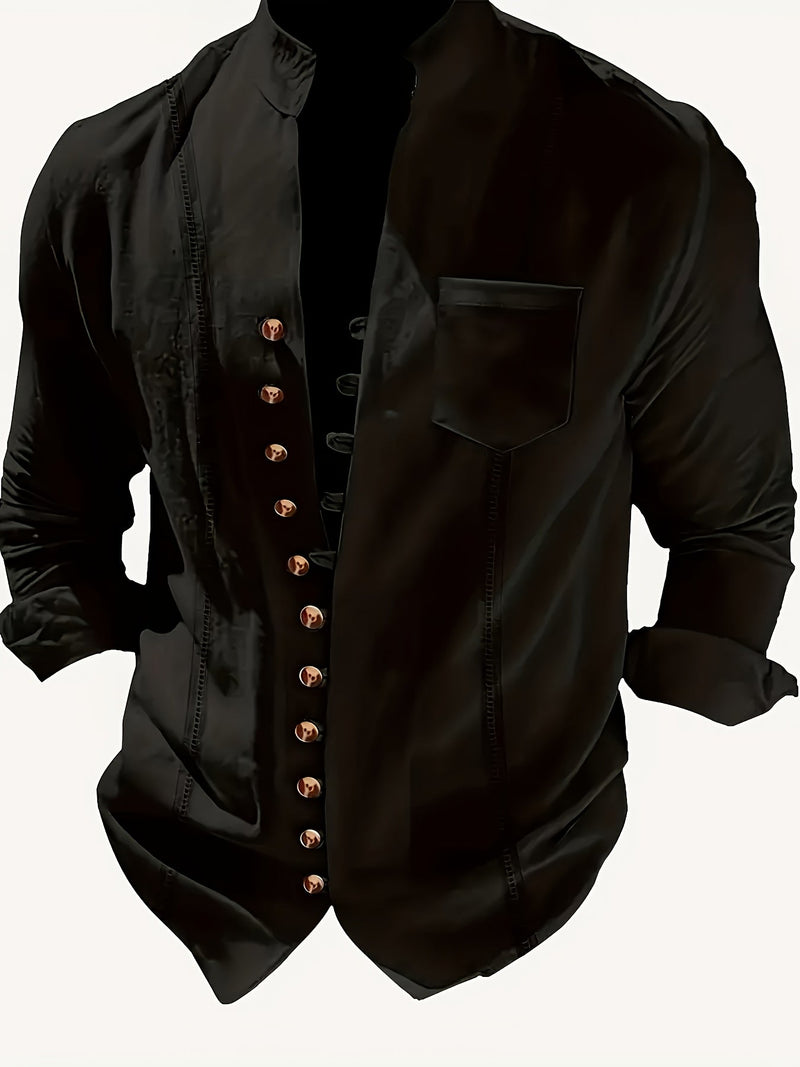 Ensemble de Plage pour Hommes - Chemise à Manches Longues à Boutons & Pantalons à Cordons - Coupe Décontractée