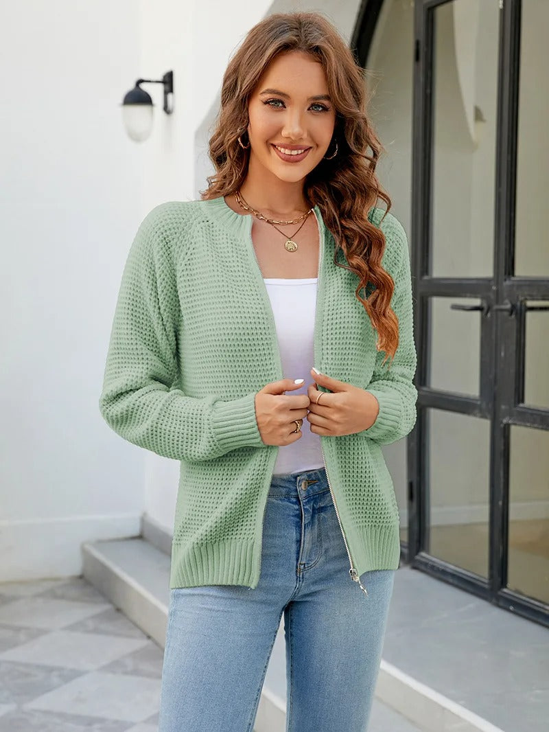 Cardigan zippé à manches longues pour femmes, décontracté et élégant - Kate