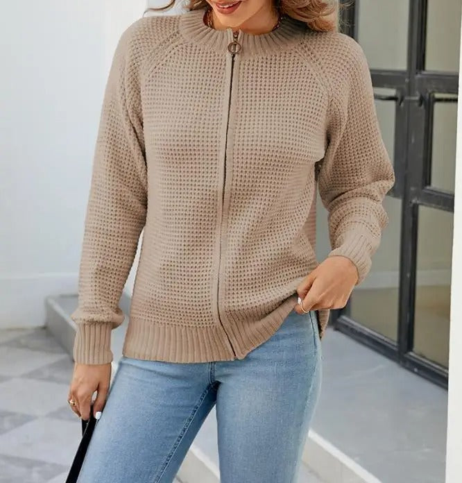 Cardigan zippé à manches longues pour femmes, décontracté et élégant - Kate