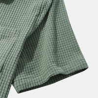 Ensemble décontracté pour homme : chemise en velours côtelé et short à manches courtes, boutonné, taille élastique