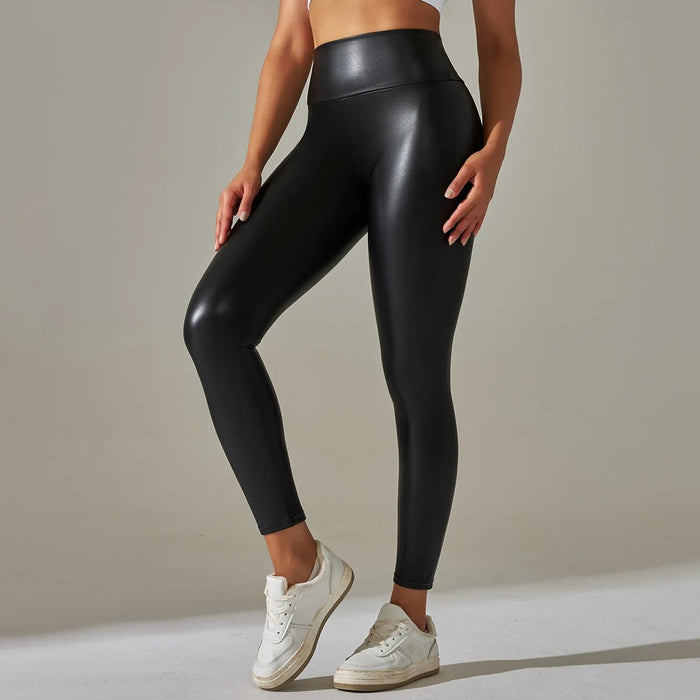 Pantalon en cuir élégant pour femme - pantalon tendance à taille haute pour un look parfait