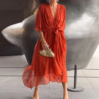 Robe élégante à col en V - Thyra Elegantete Garment