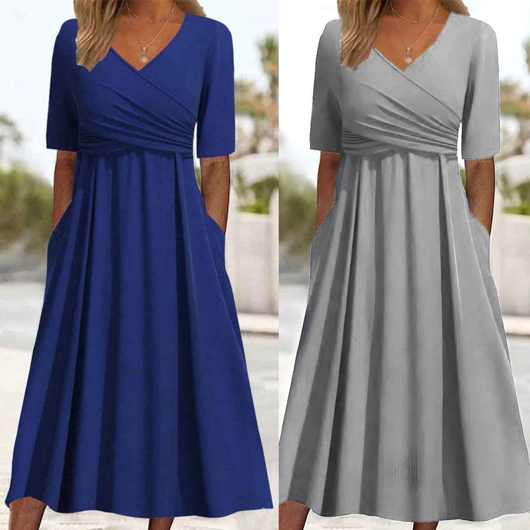 Élégante robe croisée à manches courtes - Pien