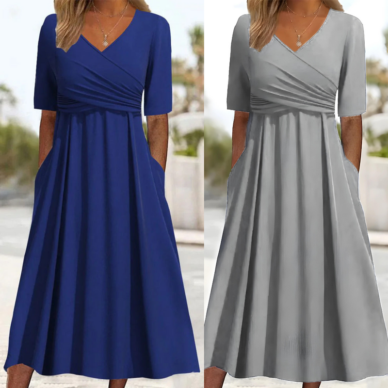 Élégante robe croisée à manches courtes - Pien