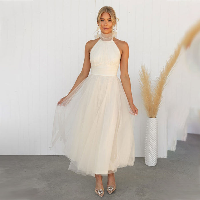 Robe élégante en maille à encolure haute et sans manches à la mode - Erin