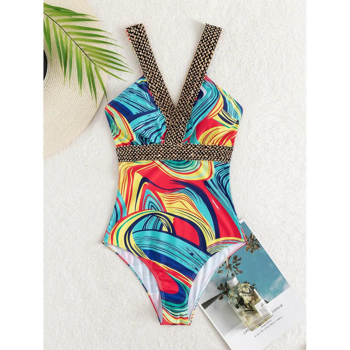 Maillot de bain une pièce pour femmes à décolleté en V élégante