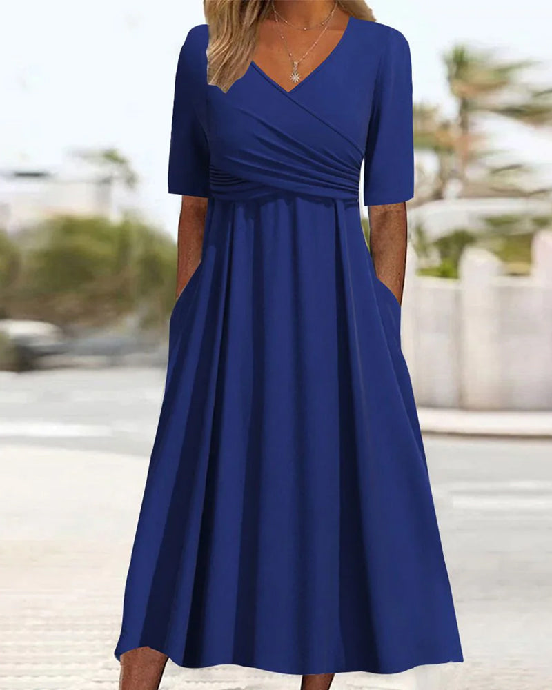 Élégante robe croisée à manches courtes - Pien