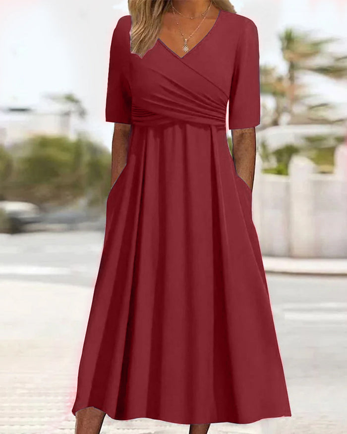 Élégante robe croisée à manches courtes - Pien