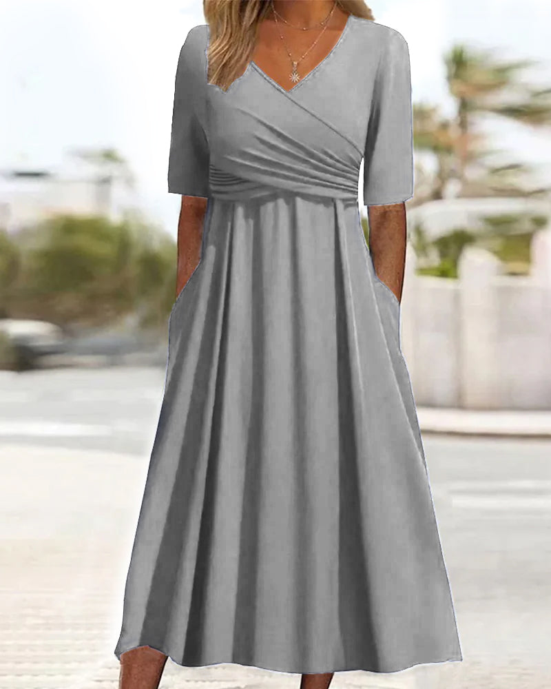 Élégante robe croisée à manches courtes - Pien