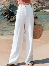 Pantalon large en lin pour femme - vêtements de plage confortables pour un look estival décontracté