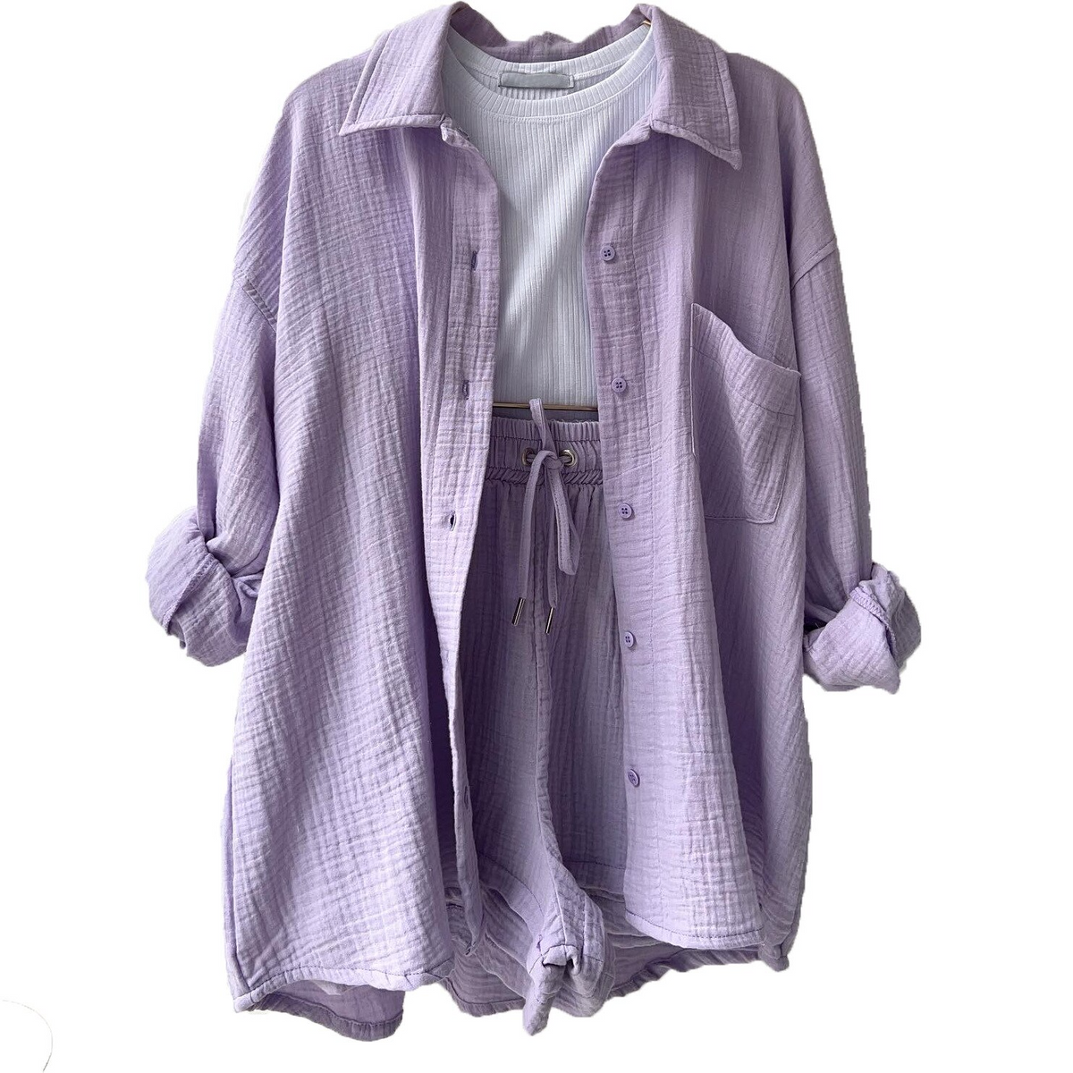 Ensemble élégant de vêtements d'intérieur en coton pour femmes - top et short à la mode pour un confort ultime