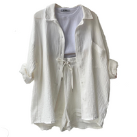 Ensemble élégant de vêtements d'intérieur en coton pour femmes - top et short à la mode pour un confort ultime