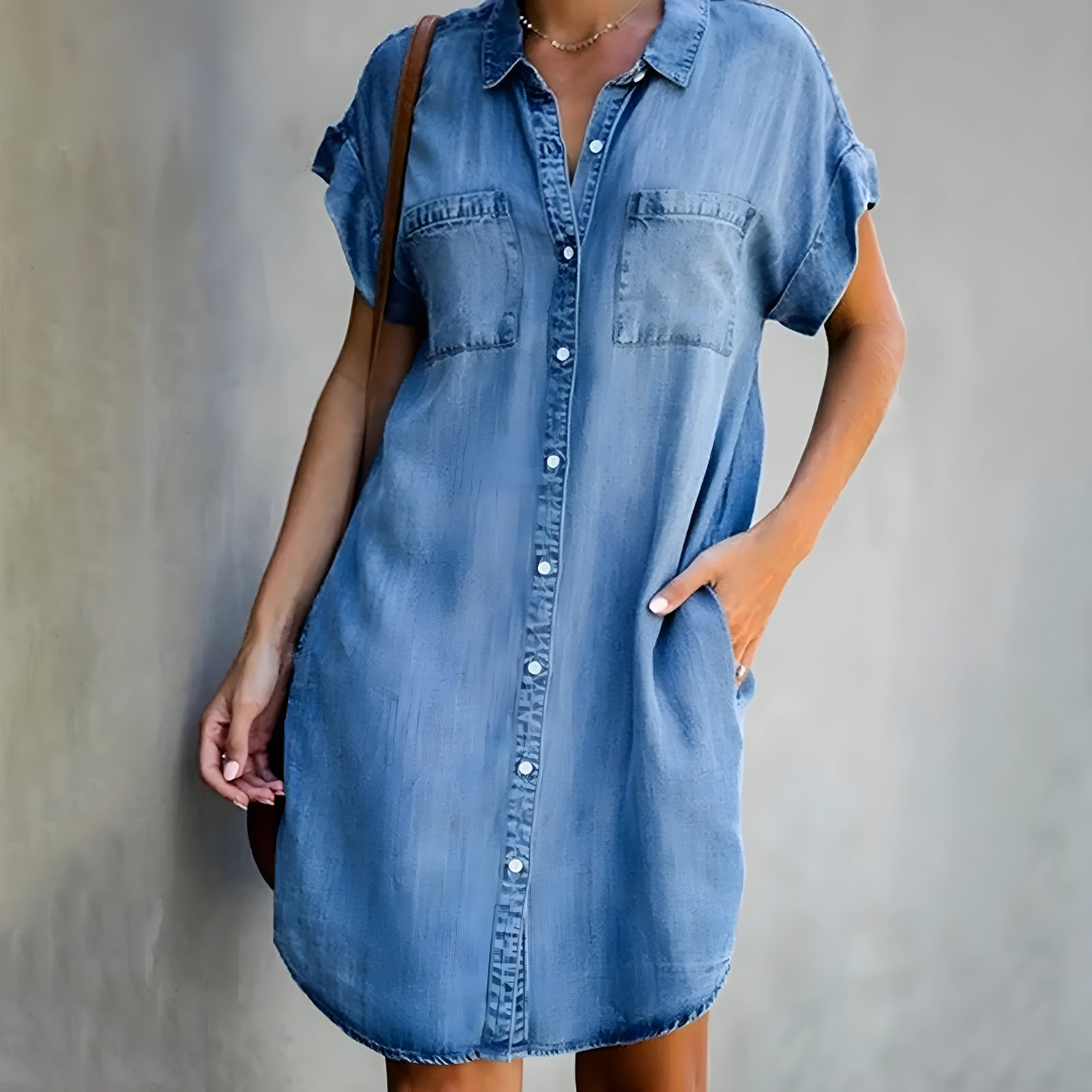 Chic Denim Midi Dress Regina pour un look intemporel et élégant