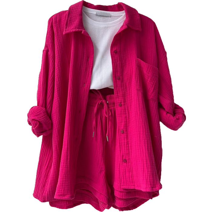 Ensemble élégant de vêtements d'intérieur en coton pour femmes - top et short à la mode pour un confort ultime