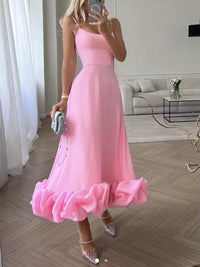Stylish Midi Evening Dress with Ruffles - Elegance and Perfection by Arzure