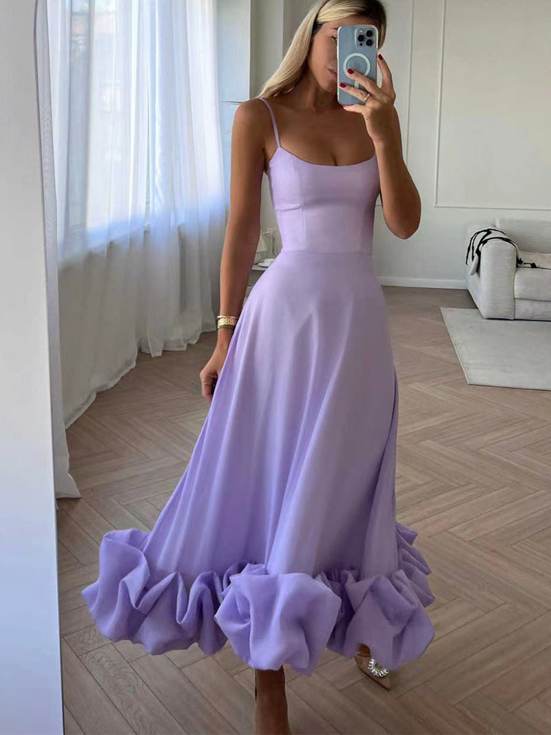 Stylish Midi Evening Dress with Ruffles - Elegance and Perfection by Arzure