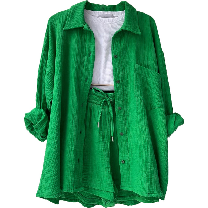 Ensemble élégant de vêtements d'intérieur en coton pour femmes - top et short à la mode pour un confort ultime