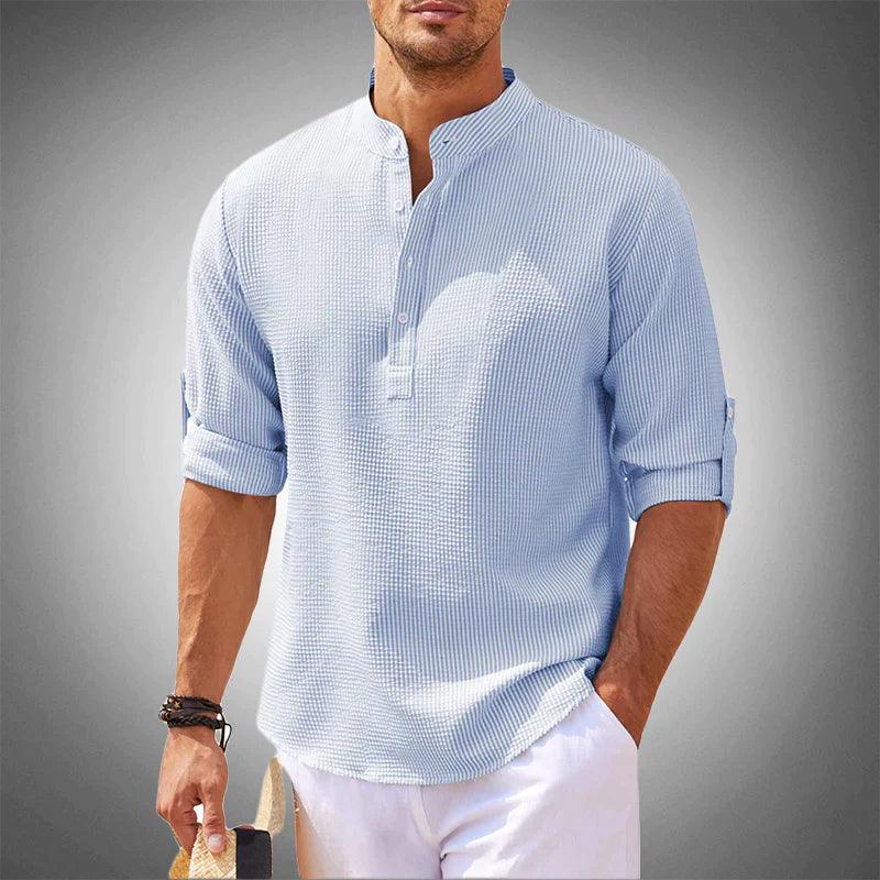 Chemise décontractée pour hommes à col mandarin ultralégère