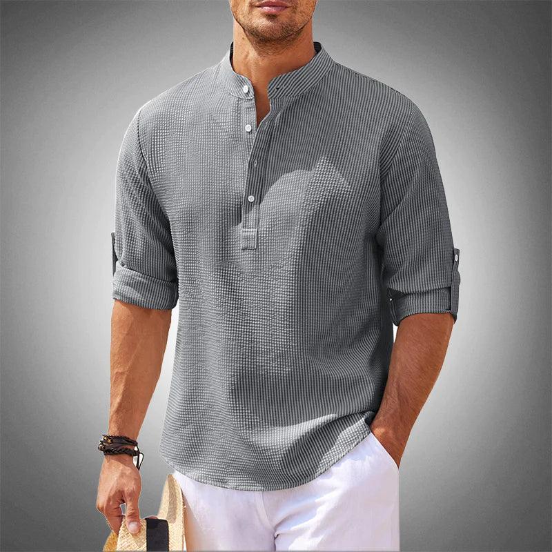 Chemise décontractée pour hommes à col mandarin ultralégère